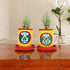 Handcrafted Yellow Terracotta Planters - Set of 2 - Madhubani Hand Painting