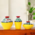 Handcrafted Yellow Terracotta Pots for Home Decor - Set of 3 - Warli Hand Painting