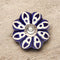 Handcrafted and Hand painted Blue Ceramic Knobs—Melon Shaped—Set of 6—Floral Pattern