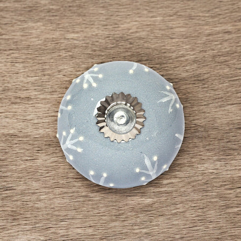 Handcrafted and Hand painted Grey Ceramic Knobs—Round Shaped—Set of 6—Abstract Pattern