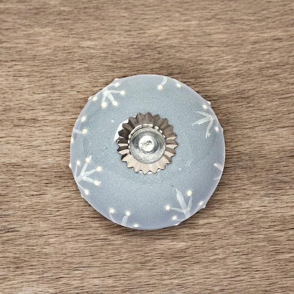 Handcrafted and Hand painted Grey Ceramic Knobs—Round Shaped—Set of 6—Abstract Pattern