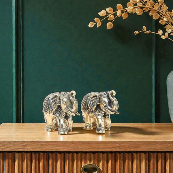 Handcrafted Decorative Brass Elephant (Set of Two) – Spiritual Decor Item