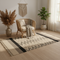 Handwoven Beige and Black Chevron Pattern Rug/Floor Mat