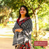 Handwoven Black and Grey Kutchi Bhujodi Stole—Stripe Pattern