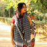 Handwoven Black and Grey Kutchi Bhujodi Stole—Stripe Pattern