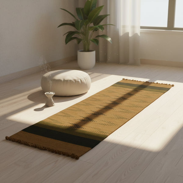 Handwoven Earth toned Zigzag rug - Jawaja Wool Dhurrie