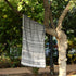 Handwoven Kutchi Bhujodi Stripe Pattern Stole—Black and Grey