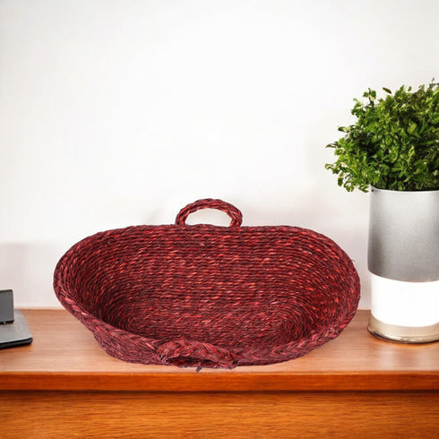 Handwoven Sabai Grass Fruit/Vegetable Basket—Reddish Brown