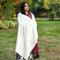 Handwoven White Kutchi Bhujodi Shawl with Mirrorwork and Geometric Pattern