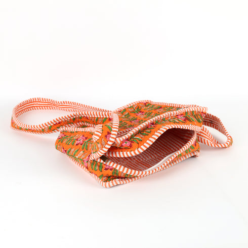 Heritage Bloom Tangerine Quilted Crossbody Sling Bag