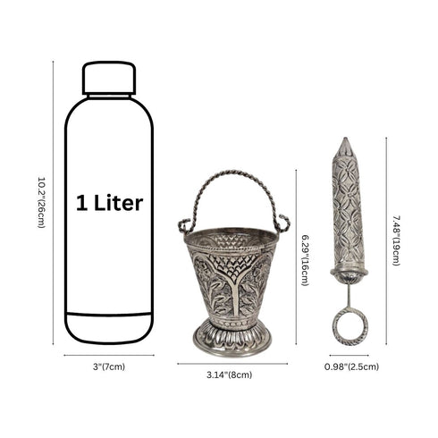 Holi Special German Silver Decorative Pichkari and Balti