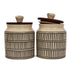 Ceramic Jar set with black horizontal and vertical lines pattern (Set of 2)