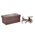 Bronze horse-drawn carriage next to a brown box on a white background