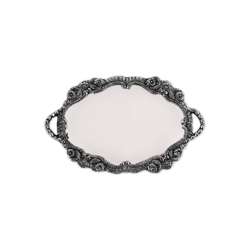 German silver Glass Jars set with decorative tray (2 Jars)