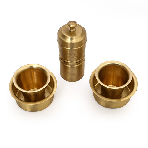 Brass Tumbler- Dabara set with coffee filter (2 Dabara set and 1 coffee filter)