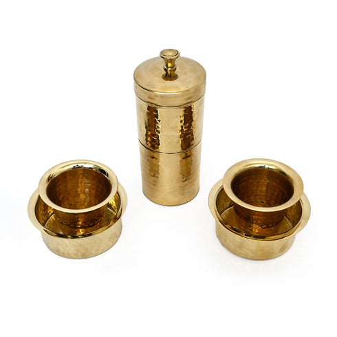 Brass Glossy Dabara-Tumbler set with coffee filter (Large)
