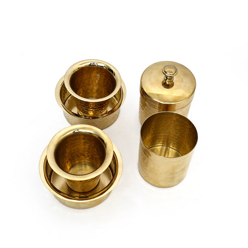 Brass Glossy Dabara-Tumbler set with coffee filter (Large)