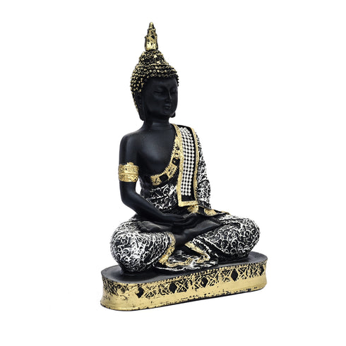 Golden Matte Finish Buddha Idol for Home Décor -Golden Detailing on Robe