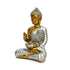 Golden Matte Meditating Buddh Statue with Silver Robe - Spiritual Home Décor Item