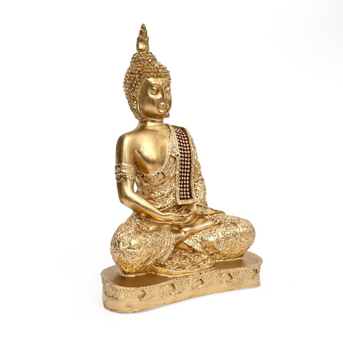 Golden Matte Finish Buddha Idol for Home Décor -Golden Detailing on Robe