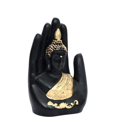 Black Matte Finish Buddha in Blessing Palm Pose - Vastu and Home Décor