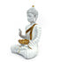 White Matte Finish Gold Detailing Buddha Statue - Seated in Abhay mudra - Ideal for Meditation and Home Décor