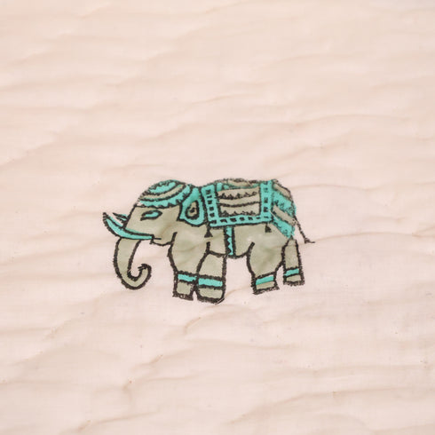 Traditional Elephant Mulmul Hand Block Print Cotton Double Bed Razai