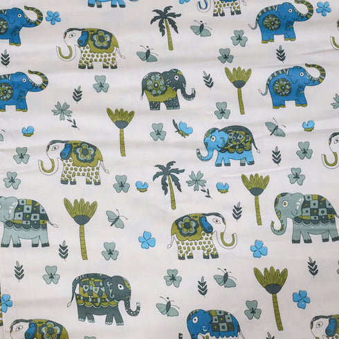 Traditional Elephant Folk Print Double Bed Dohar