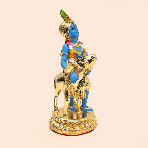 Divine Govinda With Cow Figurine - Available in Gold and Silver Coating