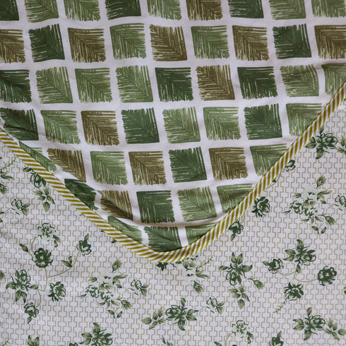 Sage Green Blossom Handcrafted Double Bed Dohar