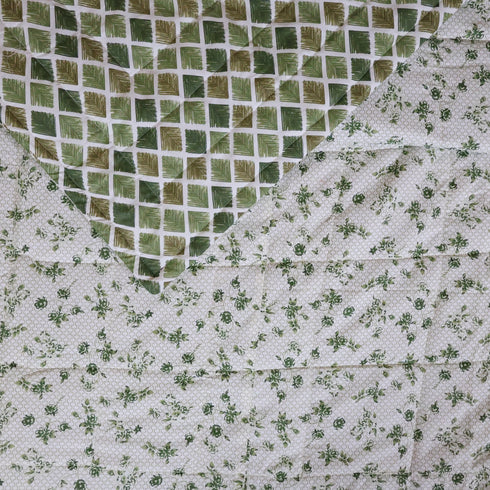 Sage Green Blossom Handcrafted Double Bed Comforter