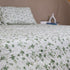 Sage Green Blossom Handcrafted Double Bed Bedcover and Pillow Cover Set