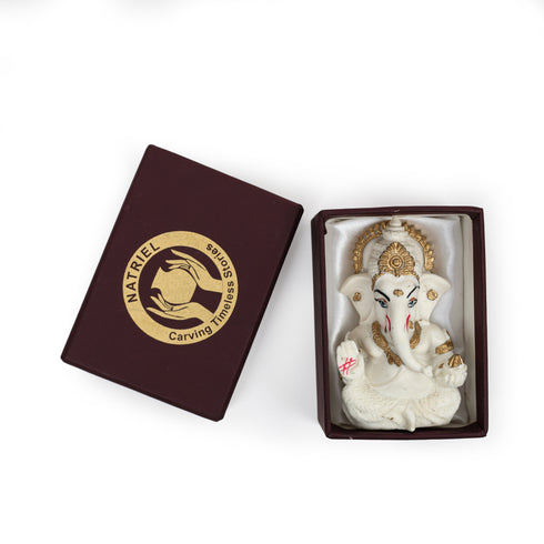 Off-white and Gold Finish Ganesha - Showpiece for Home and Temple Décor