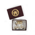 Small Sized Kamdhenu Cow and Calf - Silver-Coated and Golden Detailing - Spiritual and Home Decor