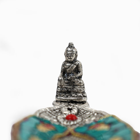 German Silver Stone Embellished Elephant Incense Stick Holder/Agarbatti Stand