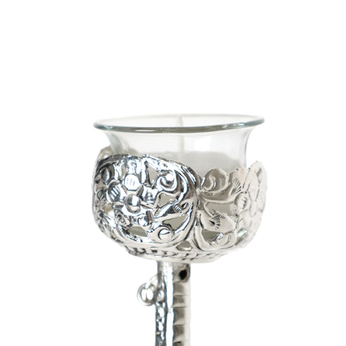 Artisan Crafted German Silver Twin Candle Stand – Premium Velvet Gifting Box