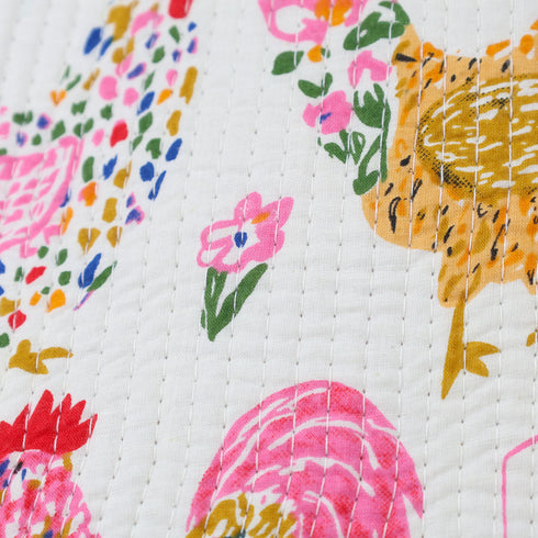 Bloom & Feather Quilted Duffle Handbag – Hand Block Print