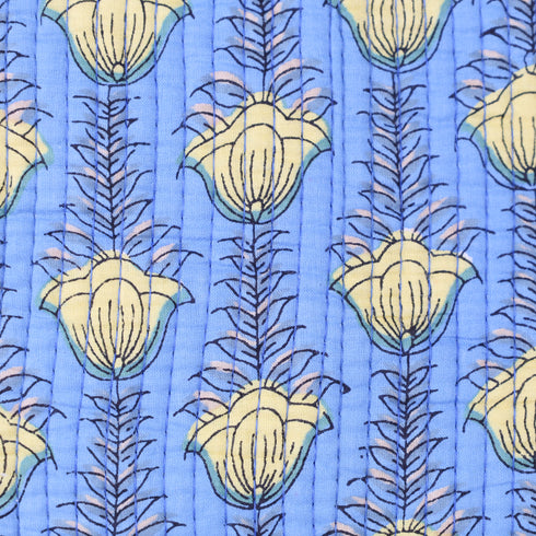 Classic Blue Blossom Cotton Backpack - Hand Block Print