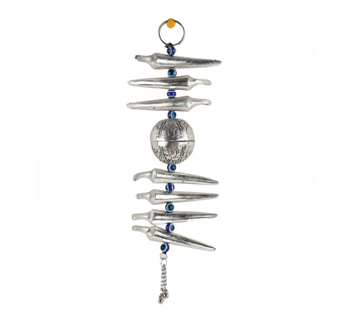 Silver Plated Nimbu Mirchi Evil Eye Wall Hanging
