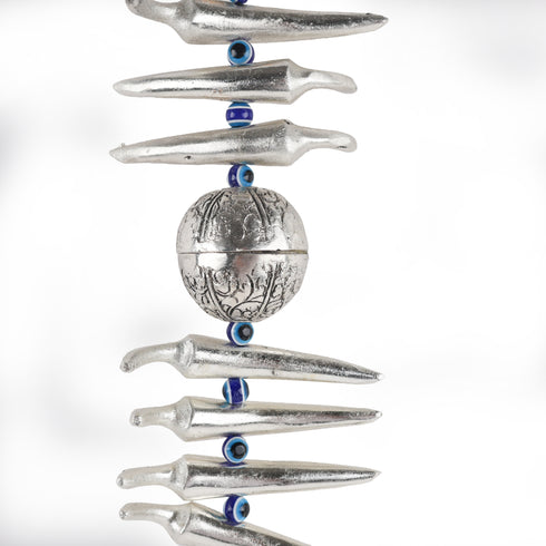Silver Plated Nimbu Mirchi Evil Eye Wall Hanging