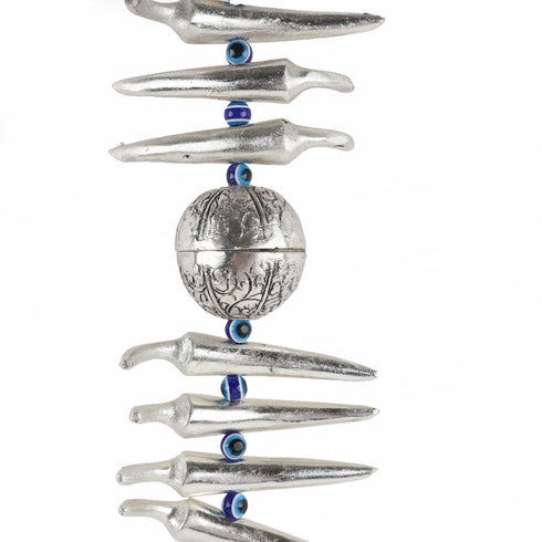 Silver Plated Nimbu Mirchi Evil Eye Wall Hanging