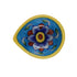 Hand-Painted Blue Pottery Diya with Floral Motif on Yellow Base