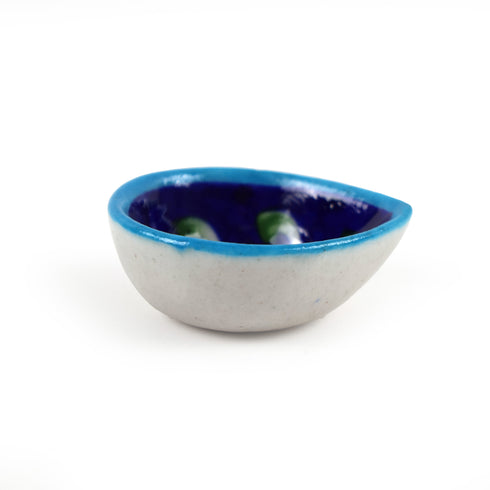 Cobalt Blue Hand-Painted Blue Pottery Diya