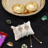 Brass Thali with Katori Set– Rakhi for Bhai-Bhabhi (Sky Blue - Pair)