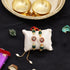 Brass Thali with Katori Set– Rakhi for Bhai-Bhabhi (Green - Pair)