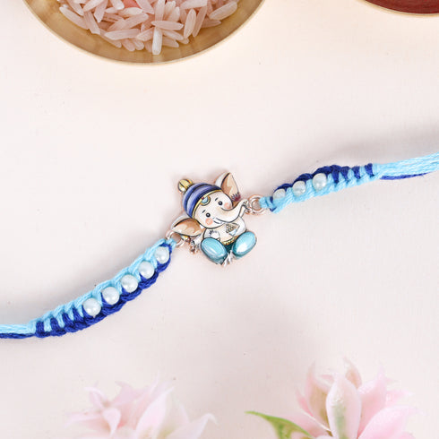 Brass Thali with Katori Set – Rakhi for Kids (Ganesha - Pair)