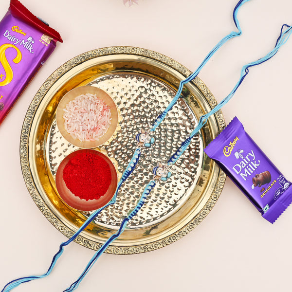 Brass Thali with Katori Set – Rakhi for Kids (Ganesha - Pair)