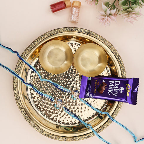 Brass Thali with Katori Set – Rakhi for Kids (Ganesha - Pair)