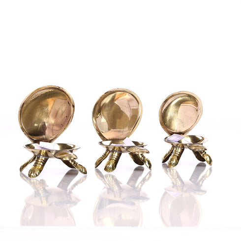 Brass Wish Tortoise with Hidden Wish Compartment - Intricate Green Detailing - Set of 3