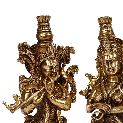 Small Brass Radha Krishna Murti -Home Décor and Gifting